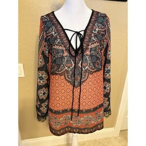 Flying Tomato Bohemian Inspired Semi Sheer Tunic, Medium